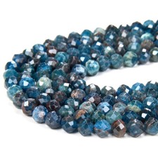 4MM Deep Blue Apatite Gemstone A Micro Faceted Round 15 inch 80009432-P32 