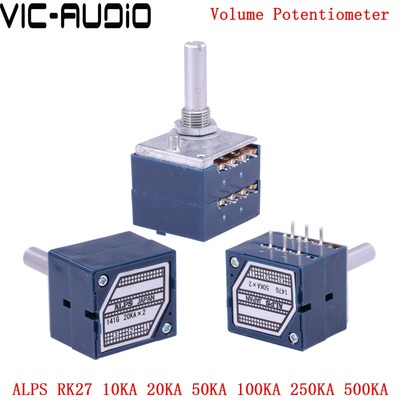 Japan ALPS RK27 10K 20K 50K 100K Volume LOG Stereo Potentiometer Round Shaft