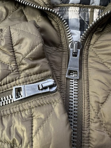 BURBERRY BRIT Quilted Jacket & Vest Full Zip Check Nova Khaki Women's Size XS - Picture 9 of 15