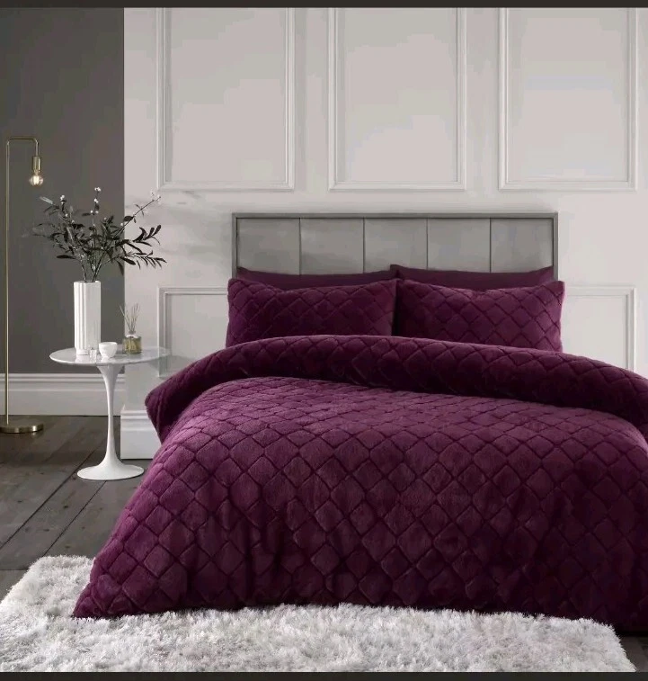 BIANCA Catherine Lansfield Cosy Diamond Duvet set King CHEAPEST ON EBAY