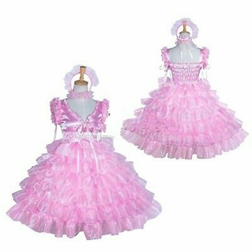 Pink satin-glass silk lolita dress tiered skirt Tailor-made # - Picture 6 of 6