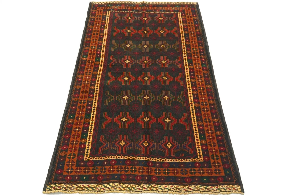 Tapis Afghan Beloutch Baloutch Fait Main 120x180 Vert Foncé Géométrique - Photo 2/4