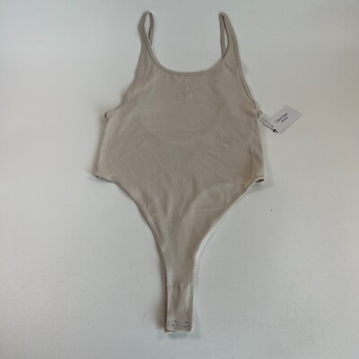 Calvin Klein Jeans Monogram Logo Scoop Back Thong Tank Top Bodysuit   NWT