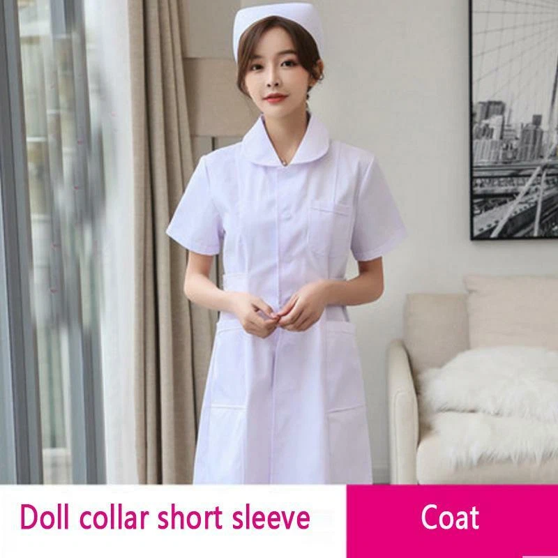 Women Nurse Dress Female Doctor Beautician Lab Long Coat Work Clothes Uniform ## - Image 4 of 4