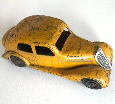 Jouet Ancien CIJ Renault Novaquatre Tôle Jaune 1938 échelle 1:20 – Rare !