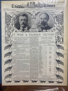 VINTAGE NEWSPAPER HEADLINE ~PRESIDENT TEDDY ROOSEVELT LANDSLIDE VICTORY NOV 1904