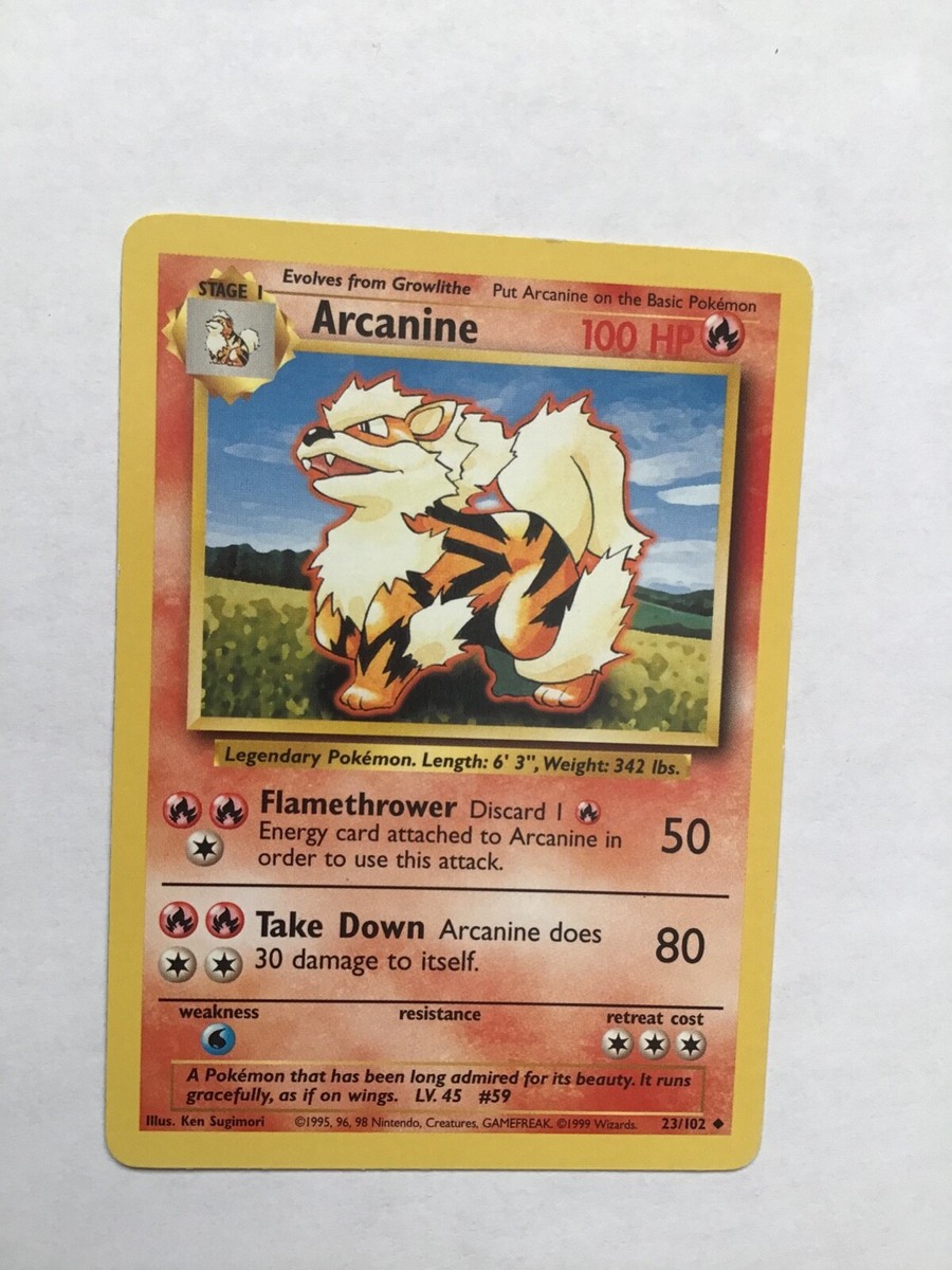 1999 arcanine pokemon card value Pokemon Card Arcanine 1999 Unlimited Base Set 23/102
