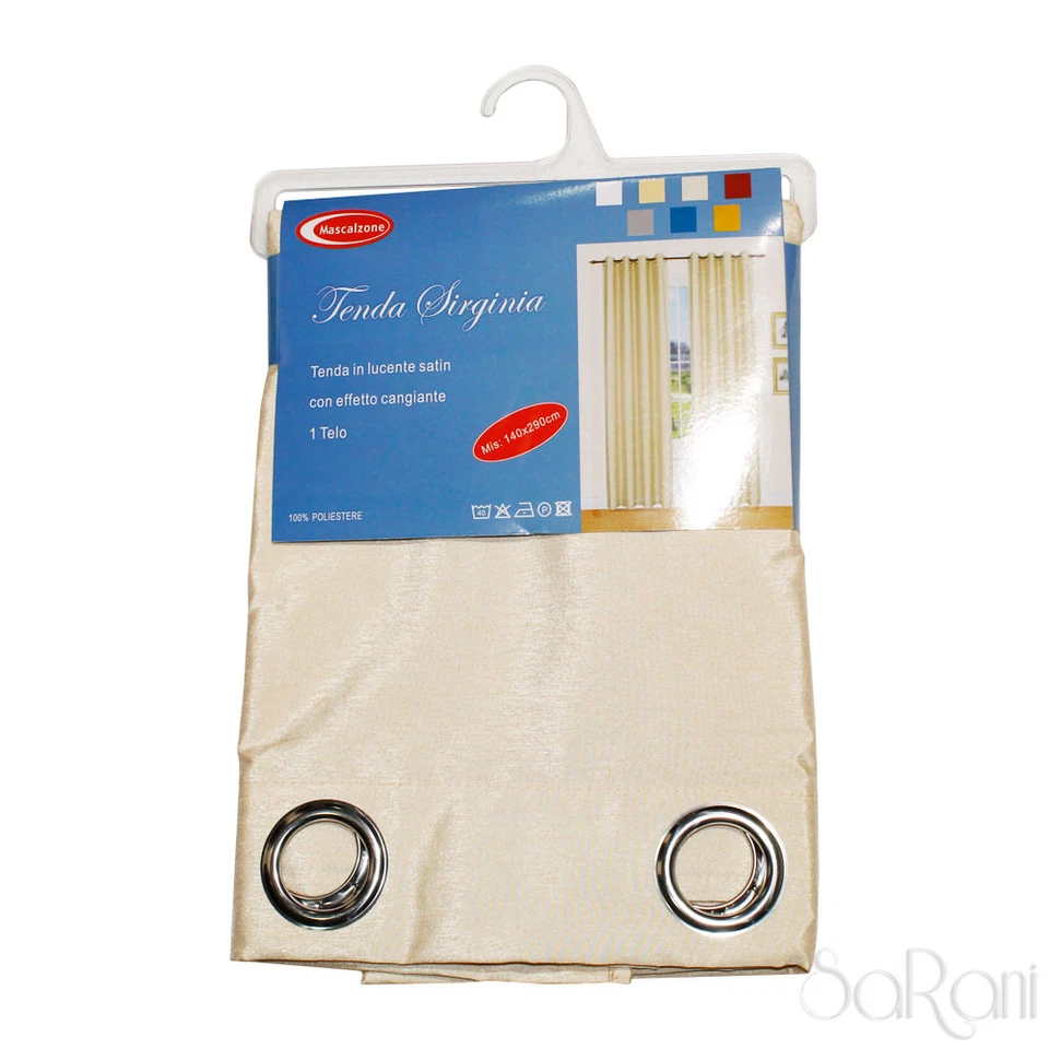 Tente Virginia Effet Soie Satin 1 Panneau Beige Avec Anneaux 140x290 Cm Sarani - Photo 1/1