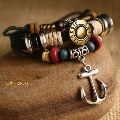 12 PCS Wholesale SURFER HANDMADE MULTI LEATHER HEMP PENDANT BRACELET LB045