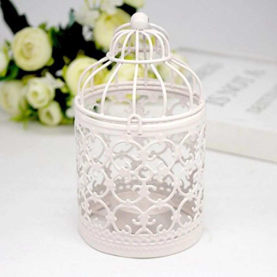 Candelabro para jaula de pájaros patrón de flores luz de té candelabro linterna colgante Foto 2 de 4