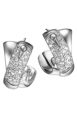 $650 John Hardy Pave White Sapphire Bamboo Shape Lava Hoop