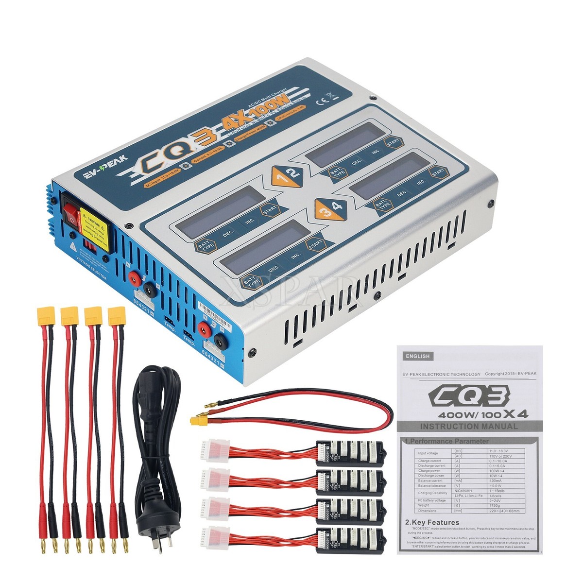 EV-PEAK CQ3 100W 10A 1-6S Battery Balance Charger for LiFe NiMH