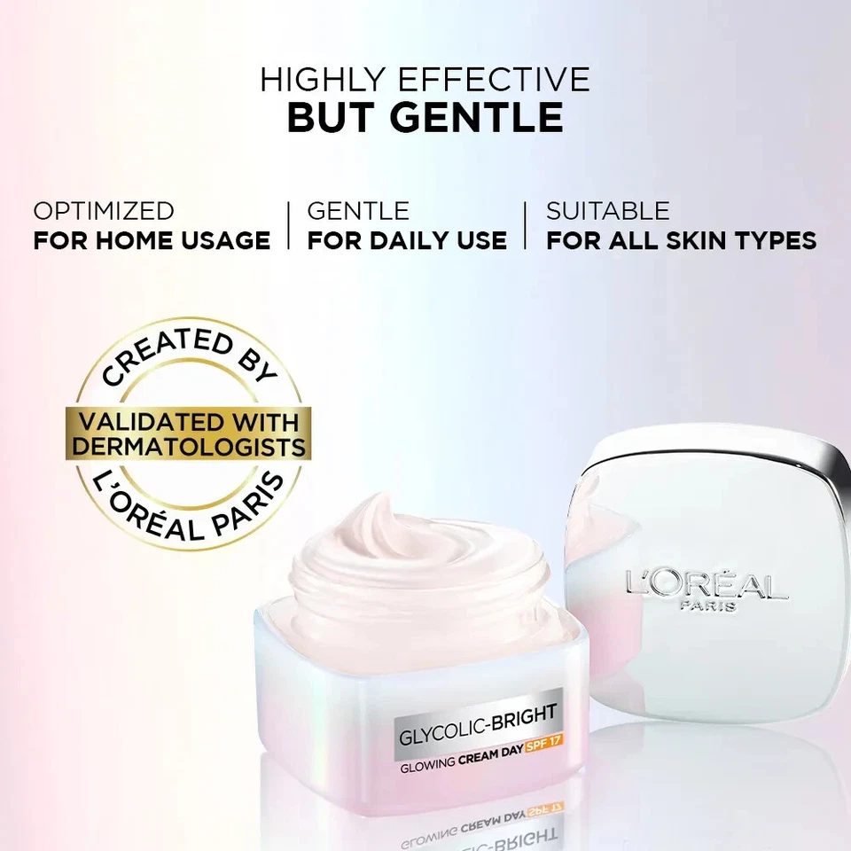 Crema de día brillante glicólica L'Oréal Paris FPS 17, 50 ml, paquete de 2 envío gratuito Foto 3 de 4