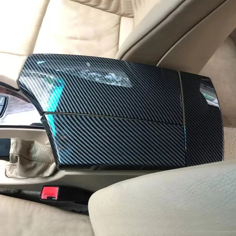 Carbon Fiber ABS Armrest Box Panel Trim Cover 3PCS For BMW 5 Series M5 E60 E61 - Image 3 of 4