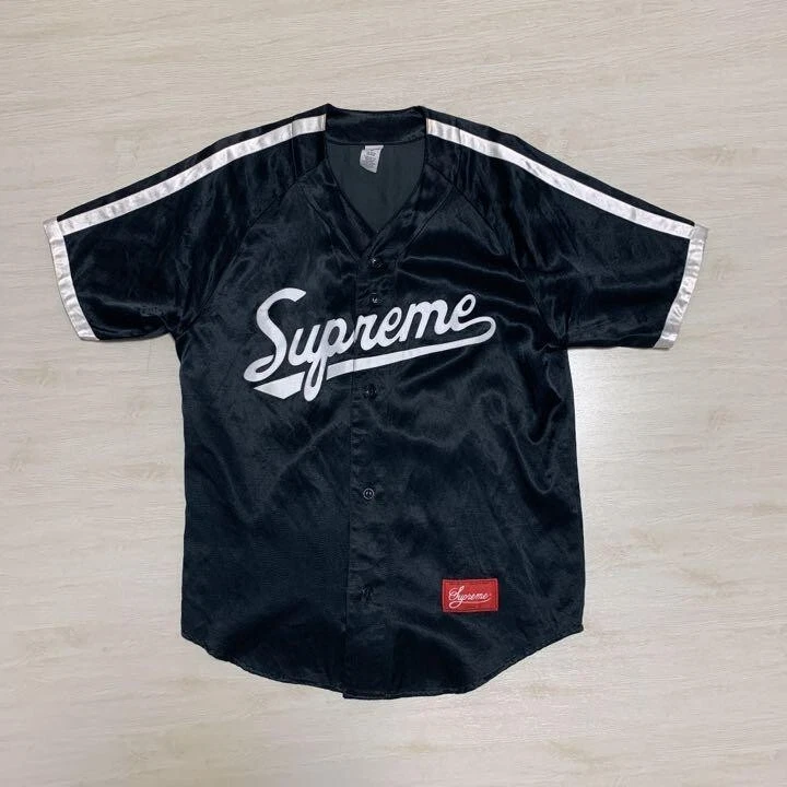 Supreme Satin Baseball Jersey Black 2017 Size M eBay