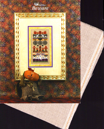 Punto croce JUST NAN con lino Halloween attenzione fantasmi zucche pipistrelli fuori produzione - Foto 1 di 3