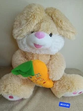 Hugfun Easter Bunny Rabbit Plush With Carrot  Happy Easter  14" Inc