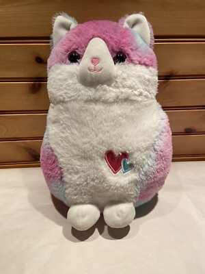 Kellytoy My Chubby Cat Plush Stuffed Animal - Rainbow Colors with 2 Hearts