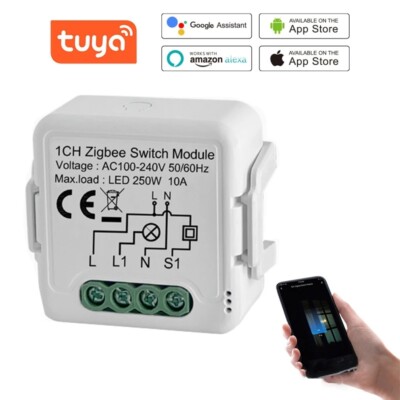 Tuya Zigbee 3.0 Smart Switch Module DIY Breaker Support Alexa Google Home 1/2Way
