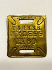 CHICAGO & OHIO RIVER RAILROAD BRASS BAGGAGE TAG ILLINOIS VANDALIA INDIANA BADGE