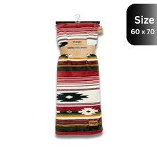 Wrangler Ultra Plush Oversized Fleece Throw Blanket Aztec Pattern Southwest