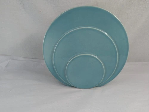 TAC Trenton Potteries Turquoise Blue Art Deco Circlet 8+" Vase McStay Jackson