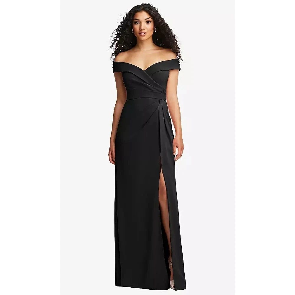 off shoulder long dress for women 242GL3209 Rose Gold Off-Shoulder Tulle Long Slim Dress