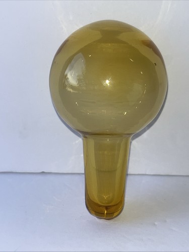 MCM Art Glass Amber Ball Decanter Stopper 4.5”