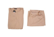 Boohoo Plus Smock Top Cycling Shorts Set Womens 24 Stone Beige Two Piece Peplum