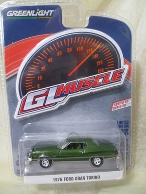 Greenlight GL Muscle 1976 Ford Gran Torino Green  1:64 diecast Rubber Tires