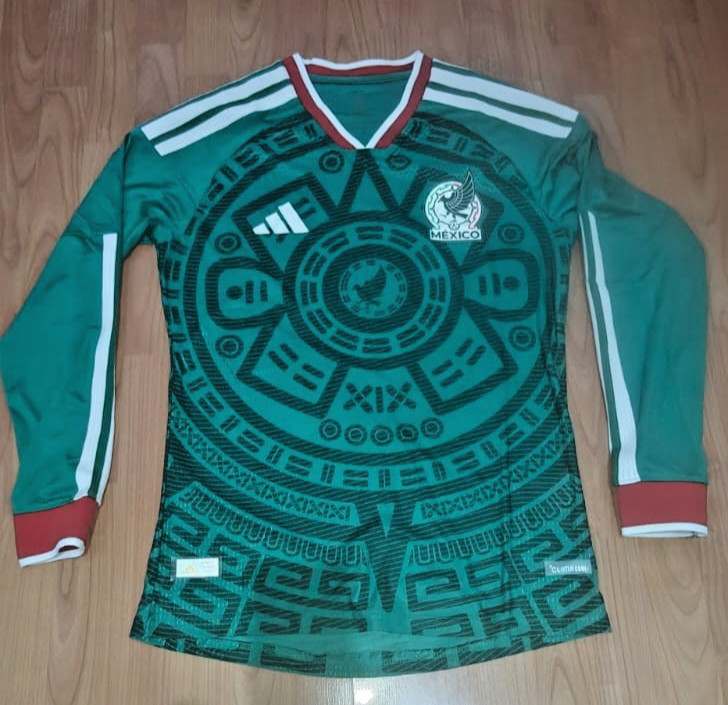 Adult Soccer Jersey  Green *Mexico* Long Sleeve Version jugador ajustada slim fi