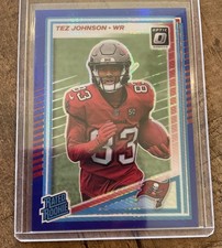 2025 Panini Donruss Optic - Rated Rookie Tez Johnson #231 Blue Hyper Prizm (RC)