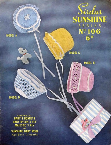 Baby Kind Hauben Alter Geburt bis 3 Monate - Vintage Strickmuster DRUCK