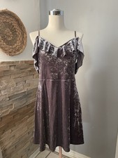 American Eagle brown velvet ruffle midi dress with ruffle details Size L