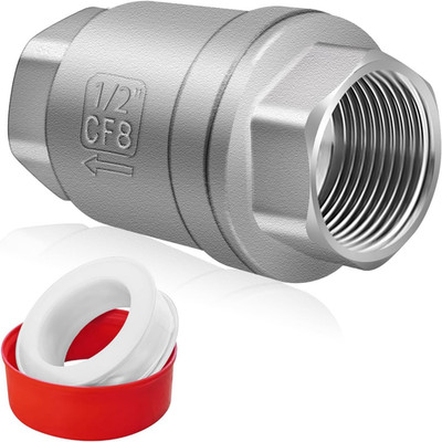 1/2 Inch NPT Thread Stainless Steel Spring Check Valve, Non Return One Way Horiz