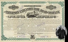Paterson Extension Railroad Co. signed by Garret A. Hobart - $1,000 1881 dated