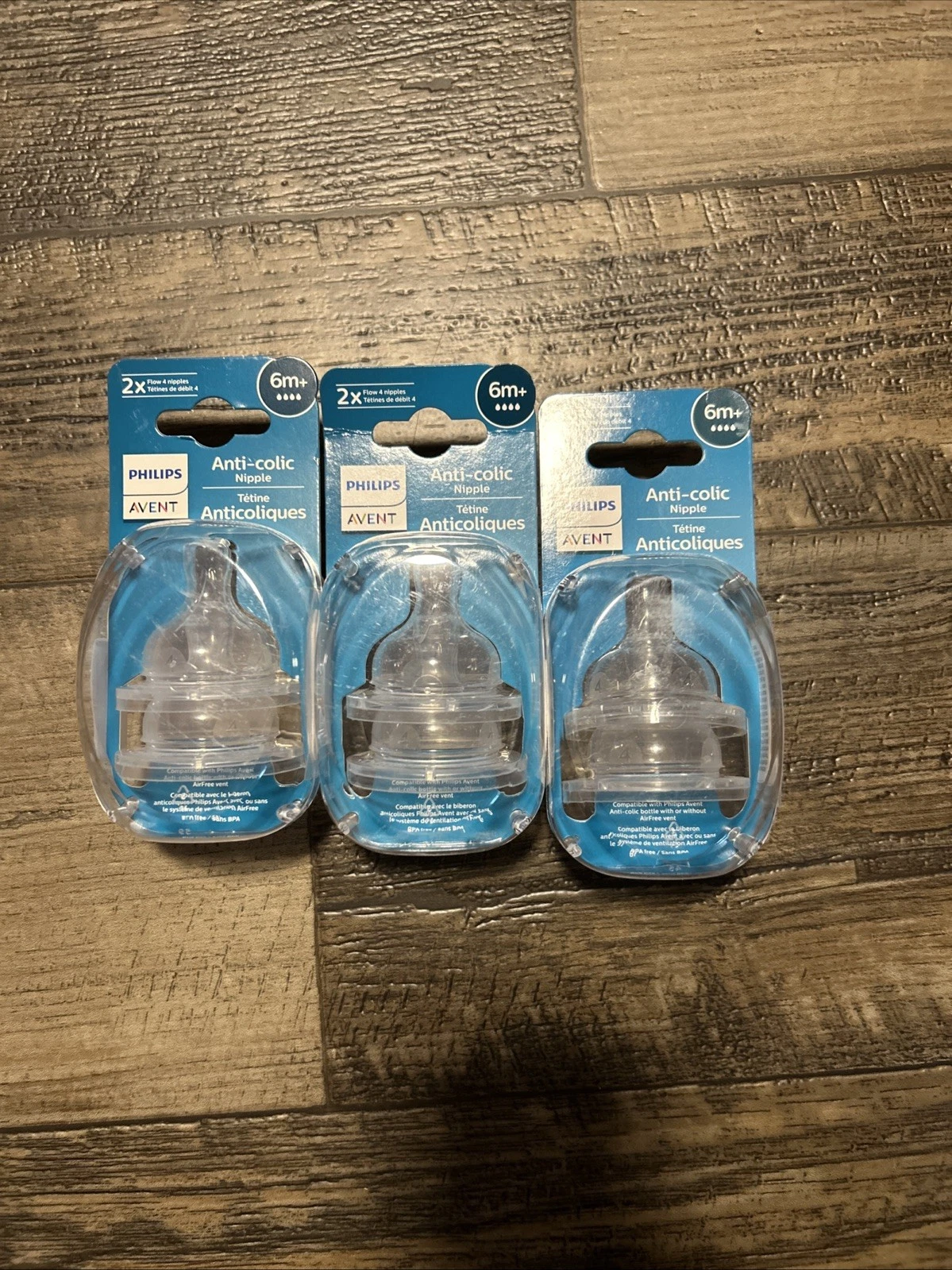 Philips Avent Anti-Colic 2x Flow Nipples - Set of 6 Ct. 6m+ NEW