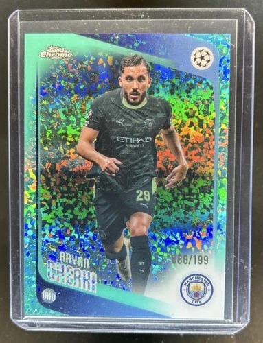 2025-26 Topps Chrome UEFA CC Rayan Cherki Aqua Mini-Diamonds Refractor #/199