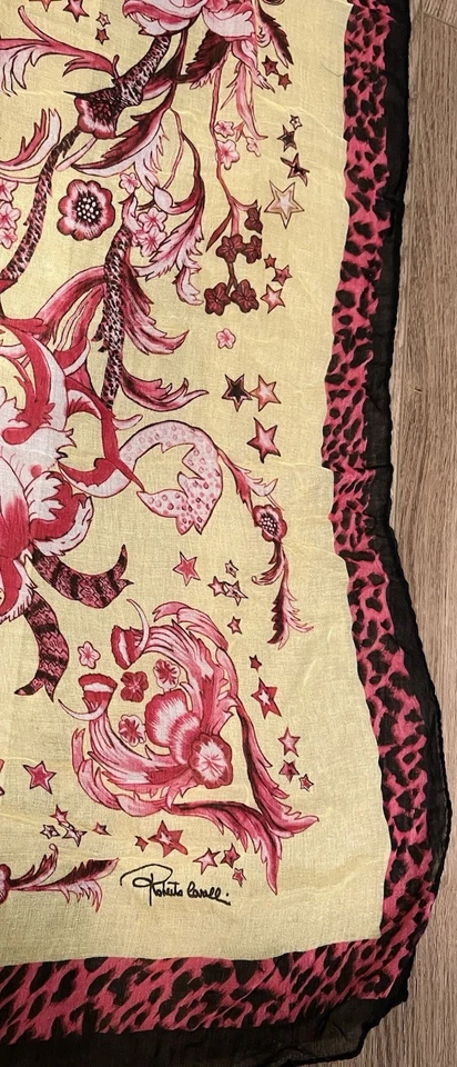 "Bufanda cuadrada de cachemir y modal Roberto Cavalli 54"" nueva con etiquetas" Foto 3 de 4