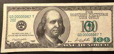 Motion Picture 1996 Series Replica Theatre Fake Prop Paper Money 100 Dollar Bill