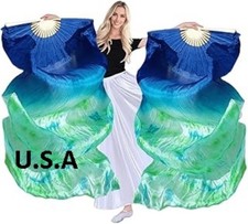 Belly Dance Silk Fan Veils 100 1.8m Top Quality USA Store