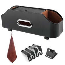 Backseat Car Organizer with 2 Drink Cup Holder - Tissue Holder - Car Seat Hoo...
