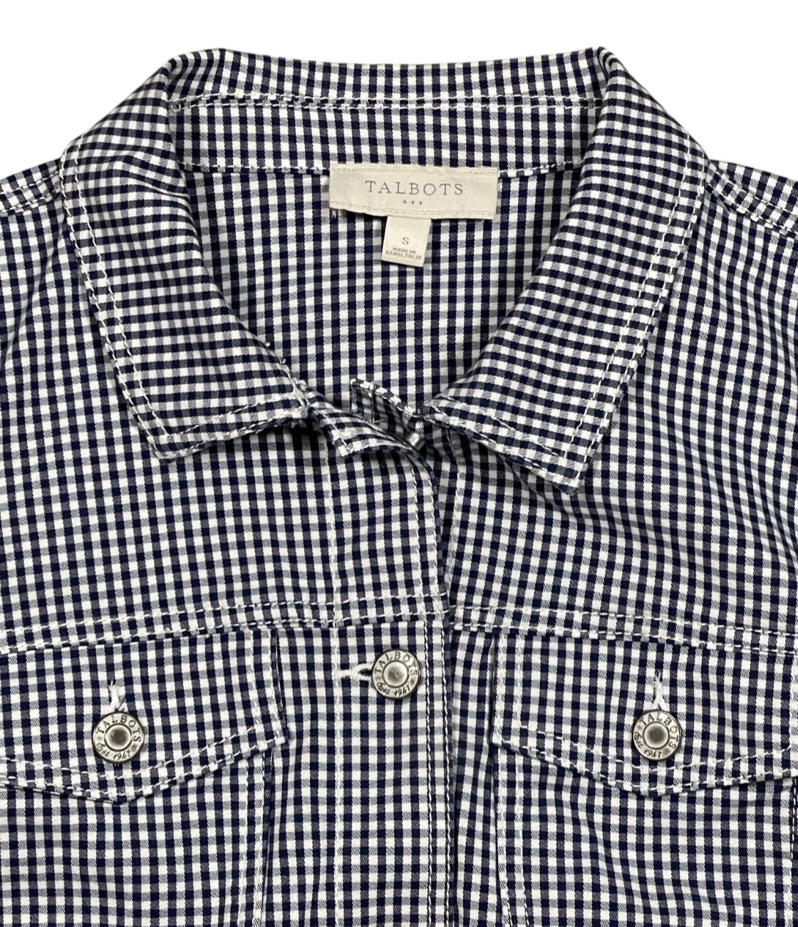 Talbots Lightweight Gingham Jacket Navy White Siz… - image 4