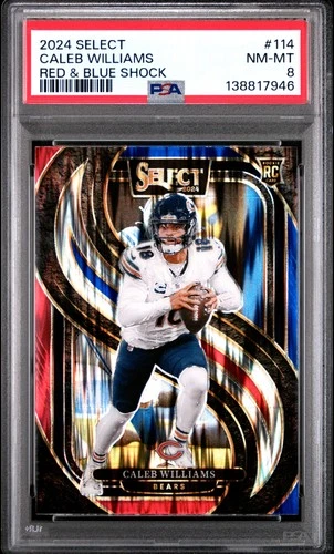 2024 PANINI SELECT RED & BLUE SHOCK #114 CALEB WILLIAMS ROOKIE RC PSA 8