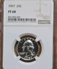 1957 25c Proof Washington Silver Quarter - NGC PF68