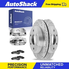 Rear Drilled Slotted Brake Rotors Ceramic Pads Calipers for 2002 GMC Yukon