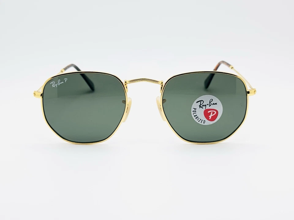 Ray-Ban RB3548N Hexagonal 51mm Geometric Polarized Sunglasses- Gold / Green Lens - Image 4 of 4
