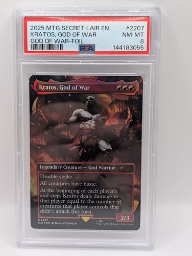 2025 MTG SECRET LAIR DROP GOD OF WAR: GREEK-FOIL #2207 KRATOS, GOD OF WAR PSA 8