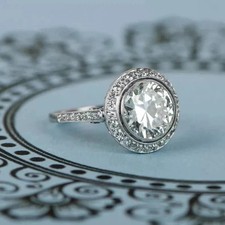 3Ct Art-Deco Style Round Lab Created Diamond Anniversary 14K White Gold FN Ring