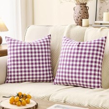 Gingham Throw Pillow 18" x 18" Pack of 2 Purple  White Gingham Set of 2